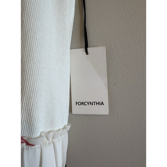 For Cynthia Cream & Floral Pleated Sleeveless Midi Tank Dress Lined NEW SZ 2X‎ - Picture 4 of 11